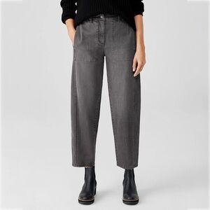 Eileen Fisher Lantern Jean Carbon Gray Barrel Leg Organic Cotton size XS